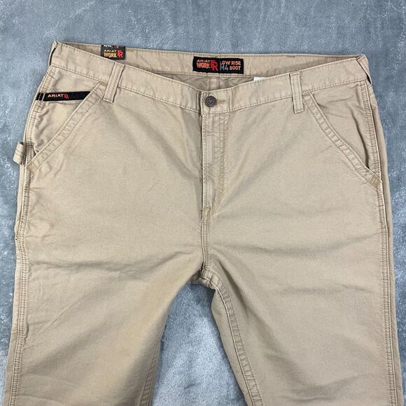 NEW Ariat Mens 44x34 FR M4 Workhorse Relaxed Bootcut Pants Jeans Beige Khaki Tan - Picture 4 of 16
